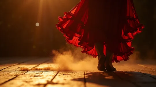 Scène évocatrice capturant l'essence émotionnelle du flamenco et du duende