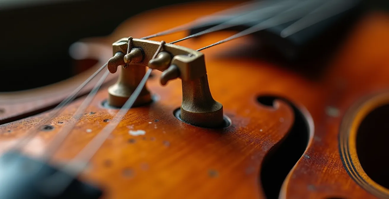 Gros plan sur un instrument de musique traditionnel français en cours de fabrication