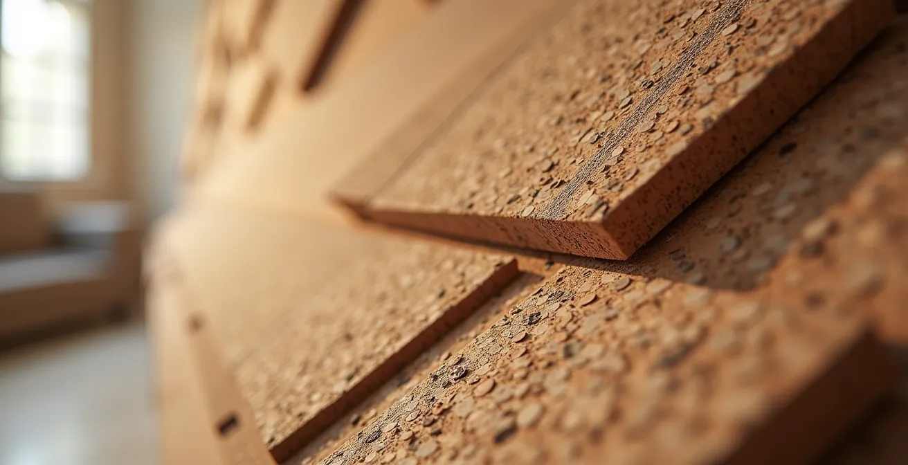 Salon moderne avec panneaux acoustiques décoratifs en matériaux naturels français