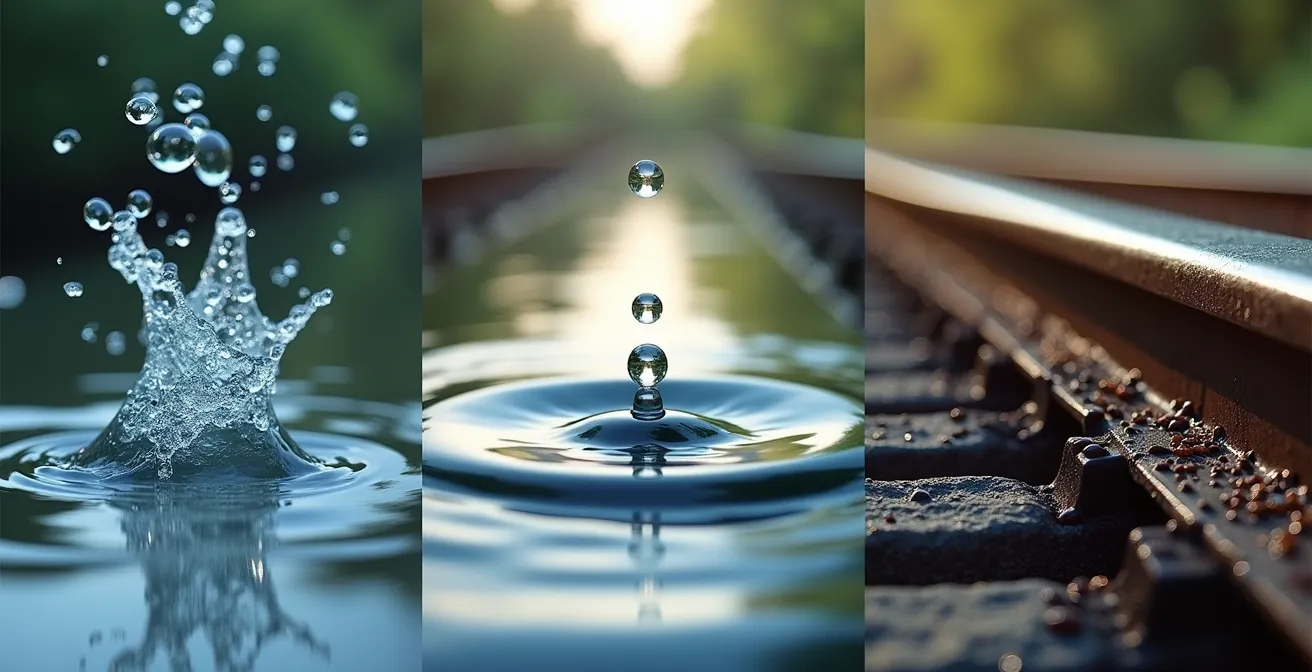 Comparaison visuelle de la propagation du son dans l'air, l'eau et l'acier avec des ondulations de densité différente