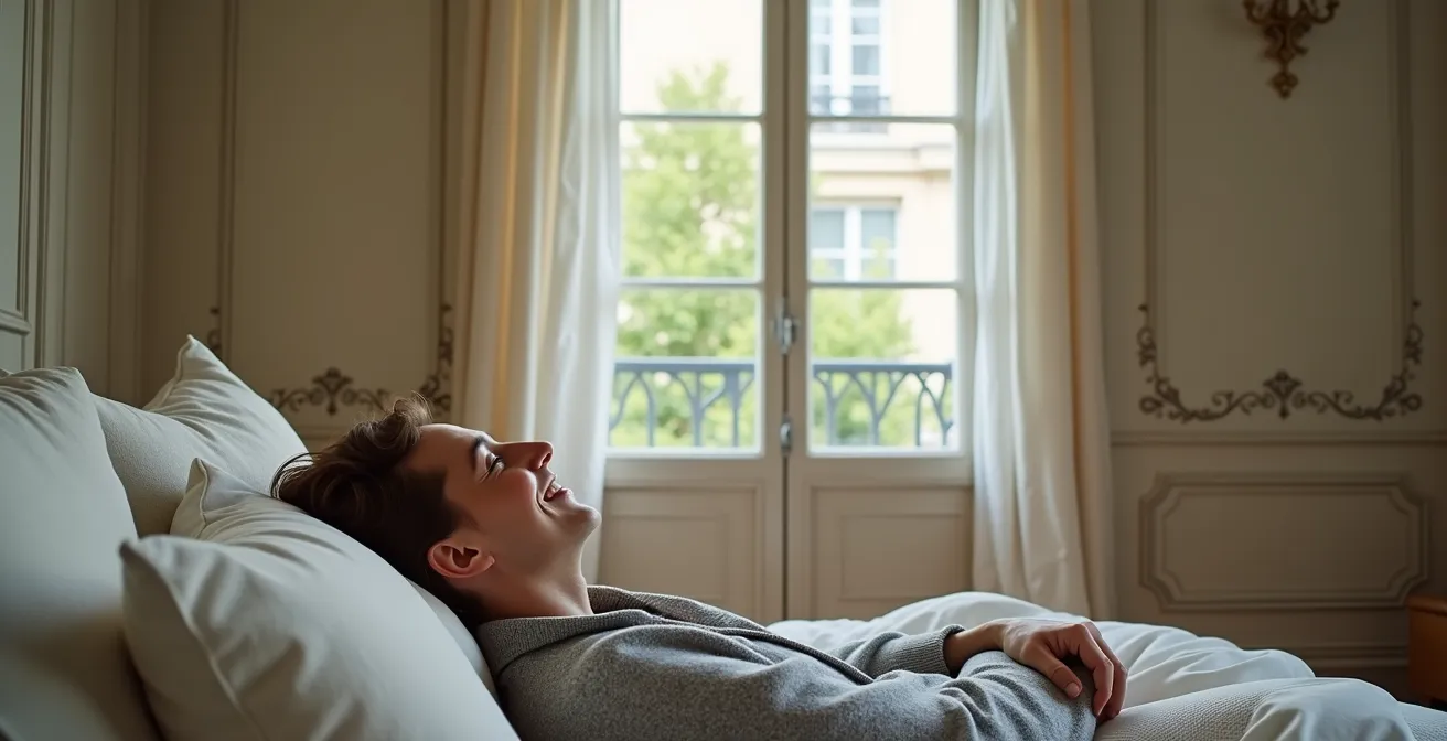 Plafond tendu acoustique micro-perforé invisible dans un appartement haussmannien français