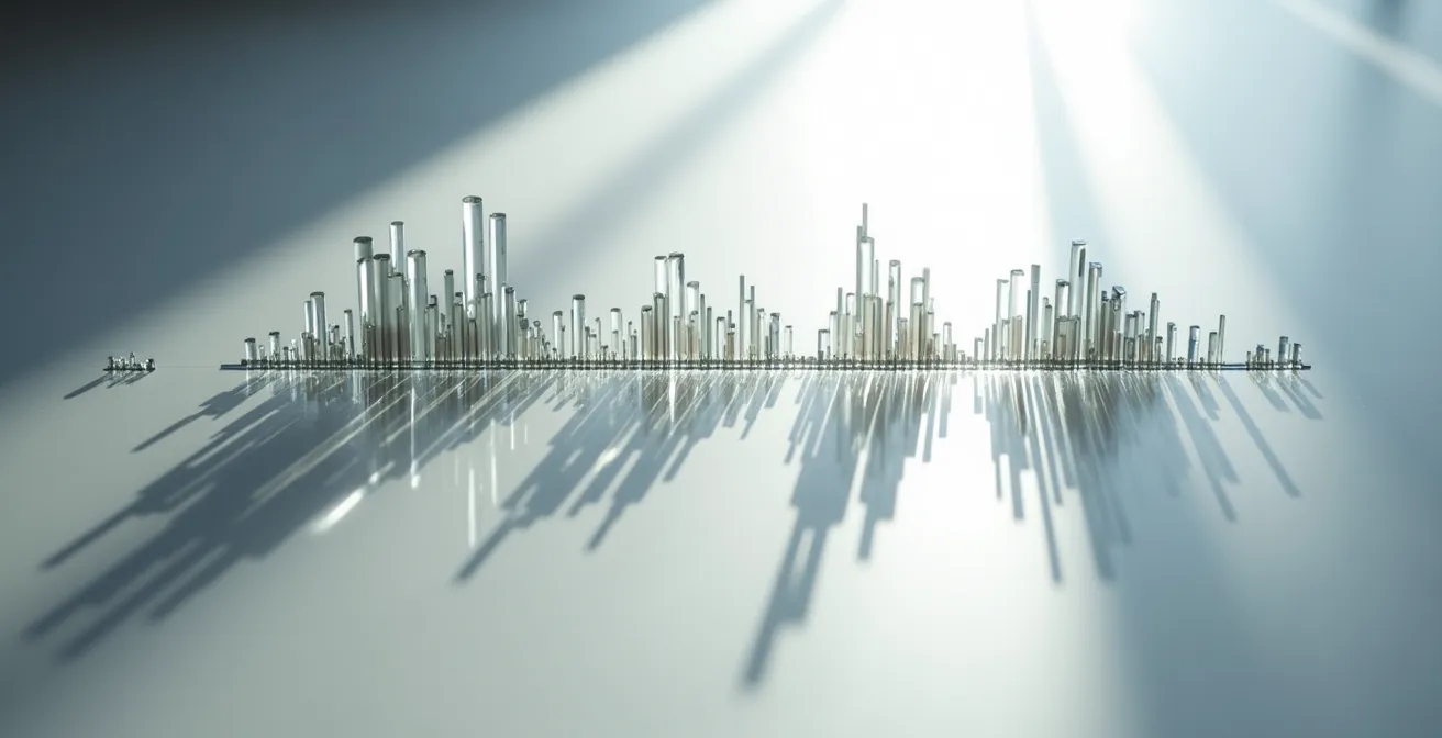 Composition symbolique d'ondes sonores et de formes géométriques représentant l'espace musical créatif